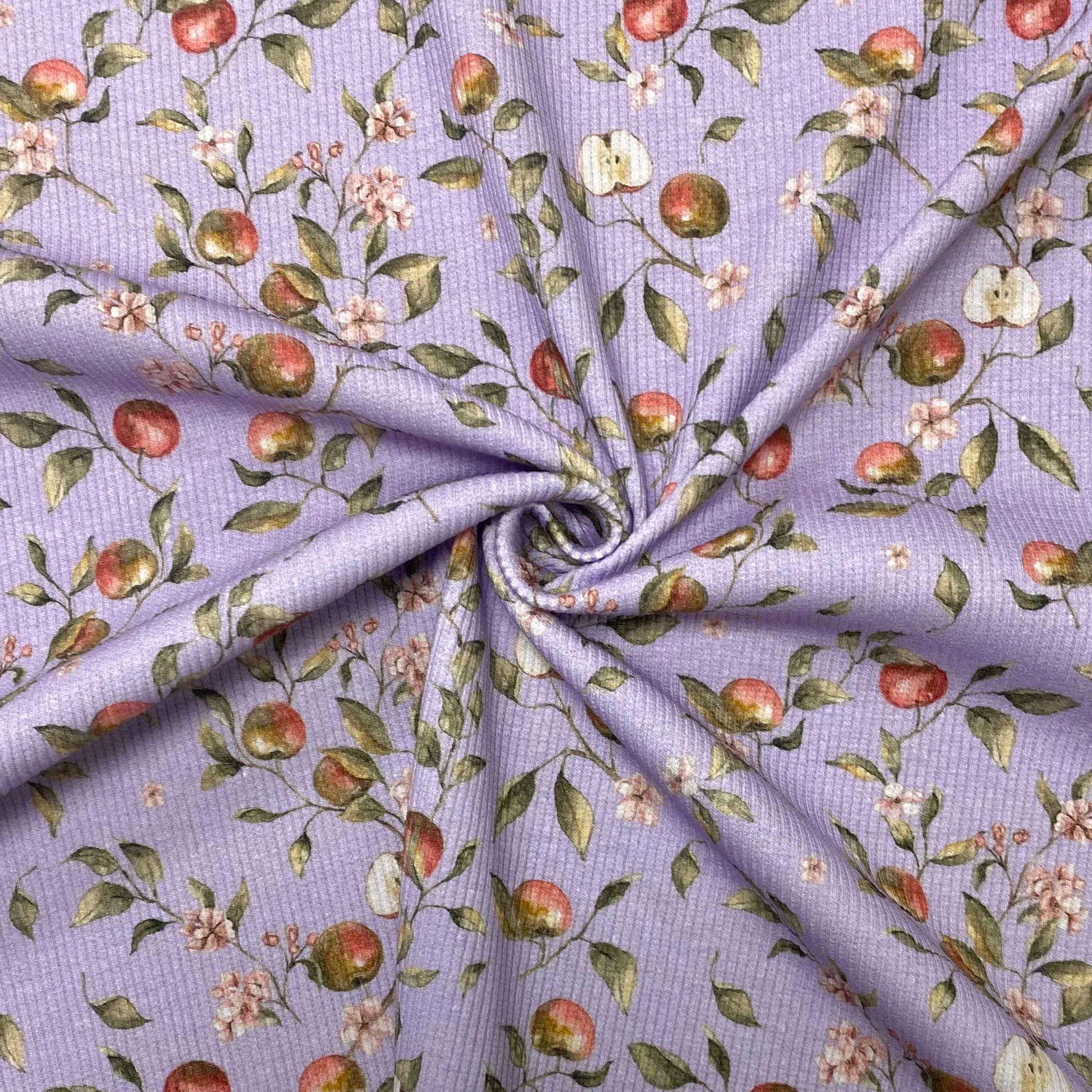 Apple Blossom Ribbed Knit Fabric