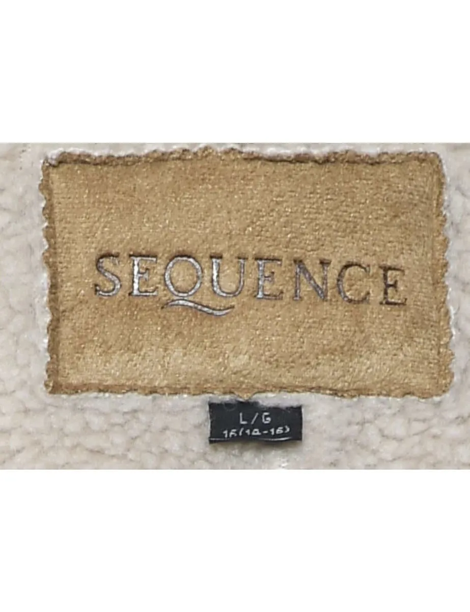 Beige Suede Faux Shearling Lined Jacket - L