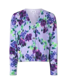 Blurred Floral Printed Buttoned Cardigan