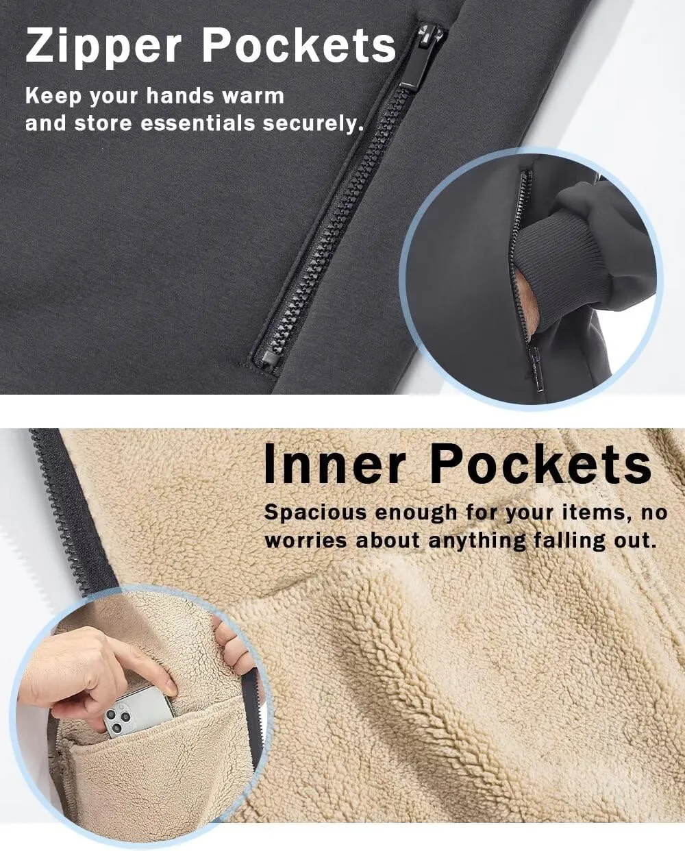 Boladeci Men's Sherpa Lined Hoodie Jacket Winter Warm Heavy Weight Zip Up Hooded Sweatshirt Thick Fleece Coats