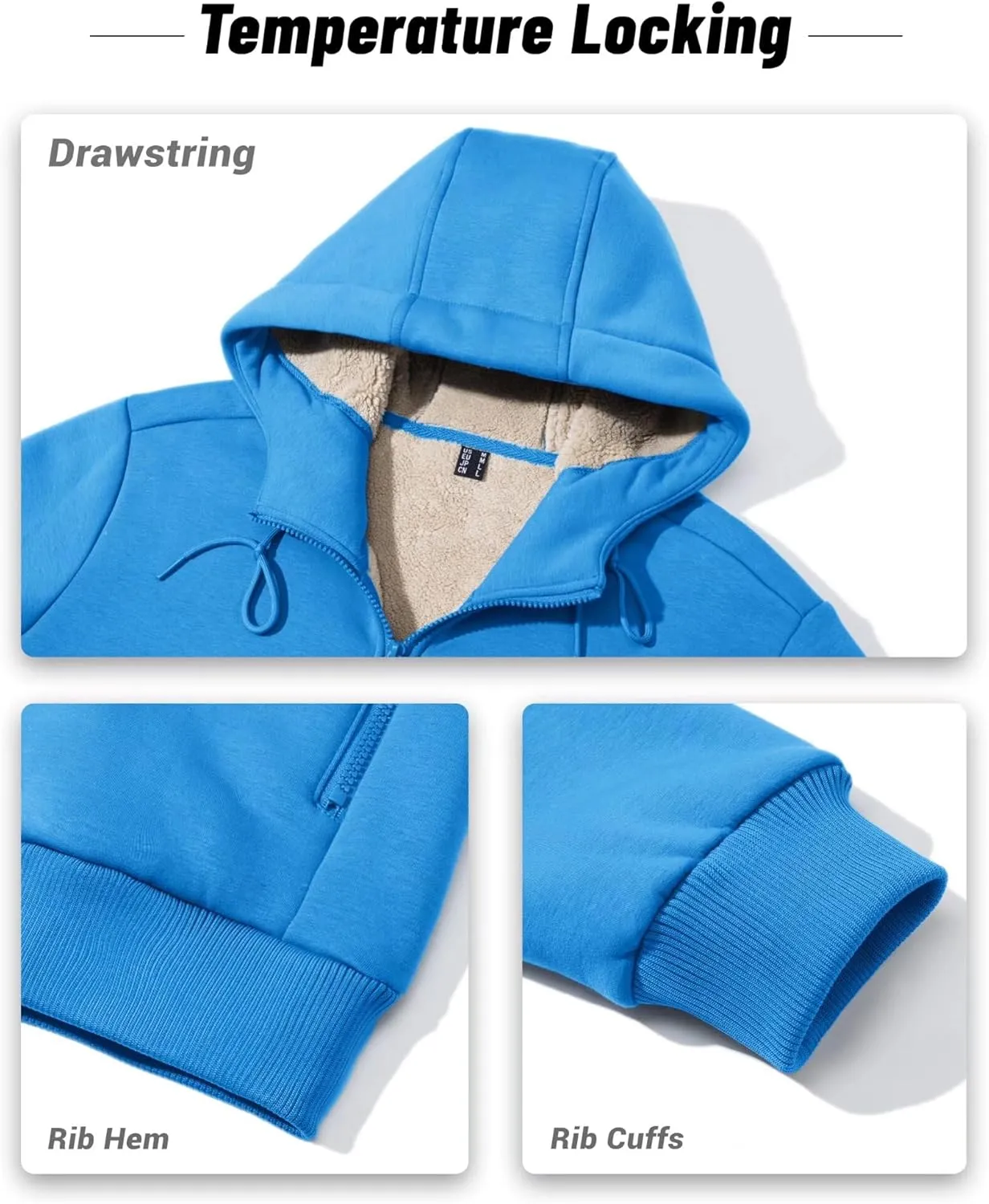 Boladeci Men's Sherpa Lined Hoodie Jacket Winter Warm Heavy Weight Zip Up Hooded Sweatshirt Thick Fleece Coats
