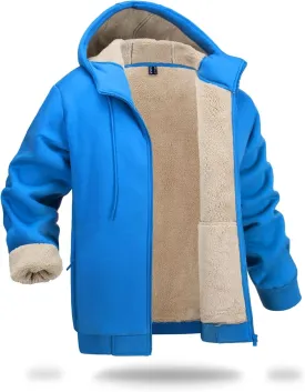 Boladeci Men's Sherpa Lined Hoodie Jacket Winter Warm Heavy Weight Zip Up Hooded Sweatshirt Thick Fleece Coats