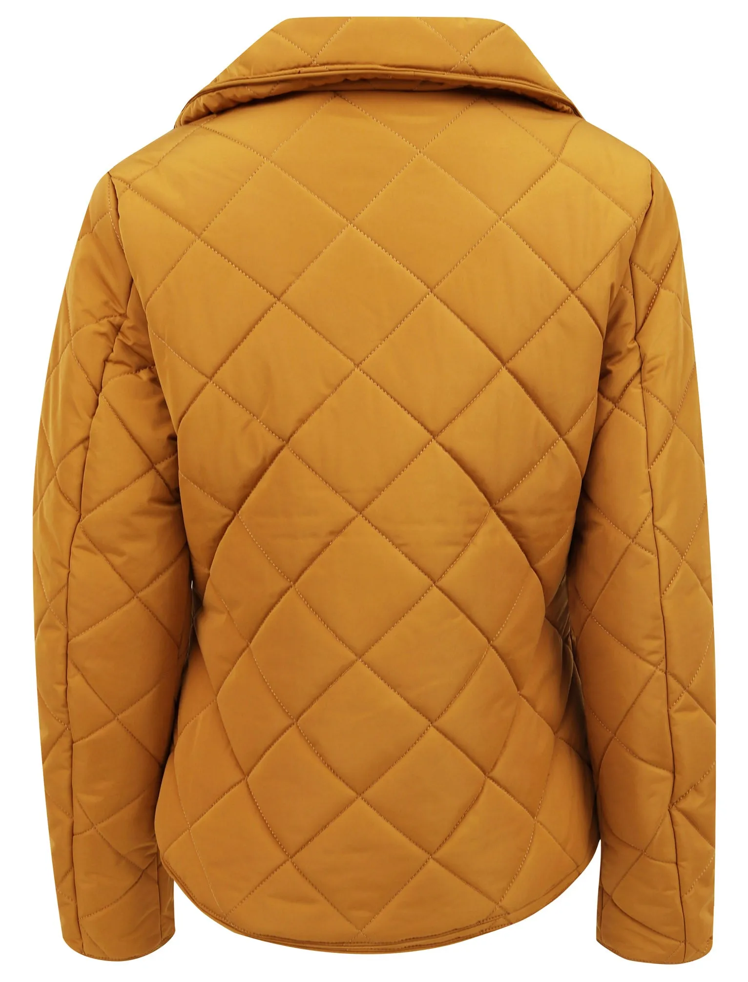 Braintree Funnel Neck Diamond Quilted Puffer Jacket In Mustard - Tokyo Laundry
