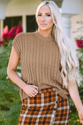 Cable Knit Short Sleeve Sweater