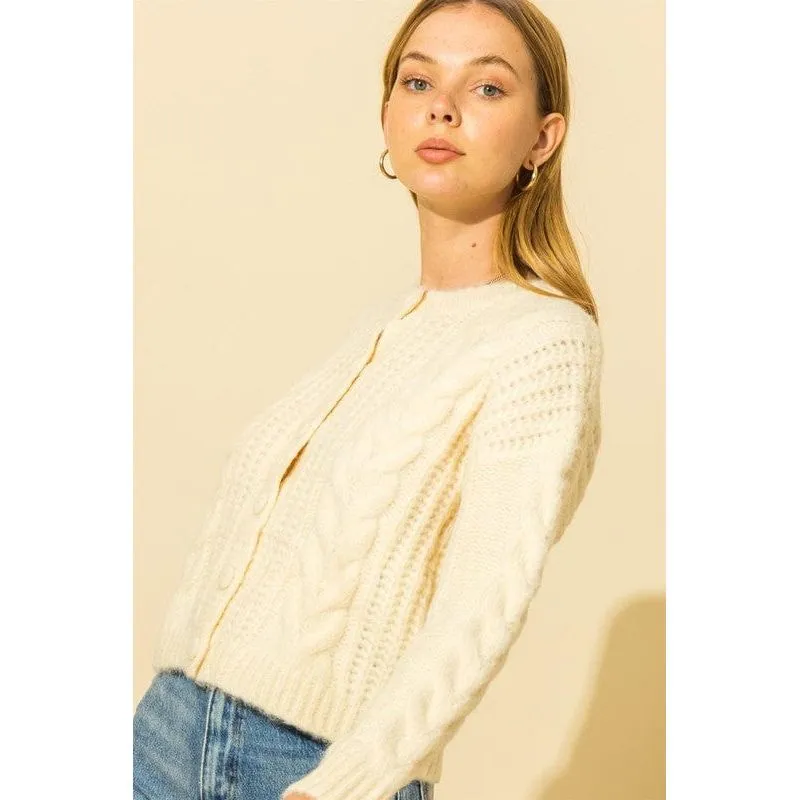 Cable Knit With Button Down Cardigan