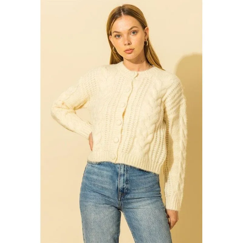Cable Knit With Button Down Cardigan