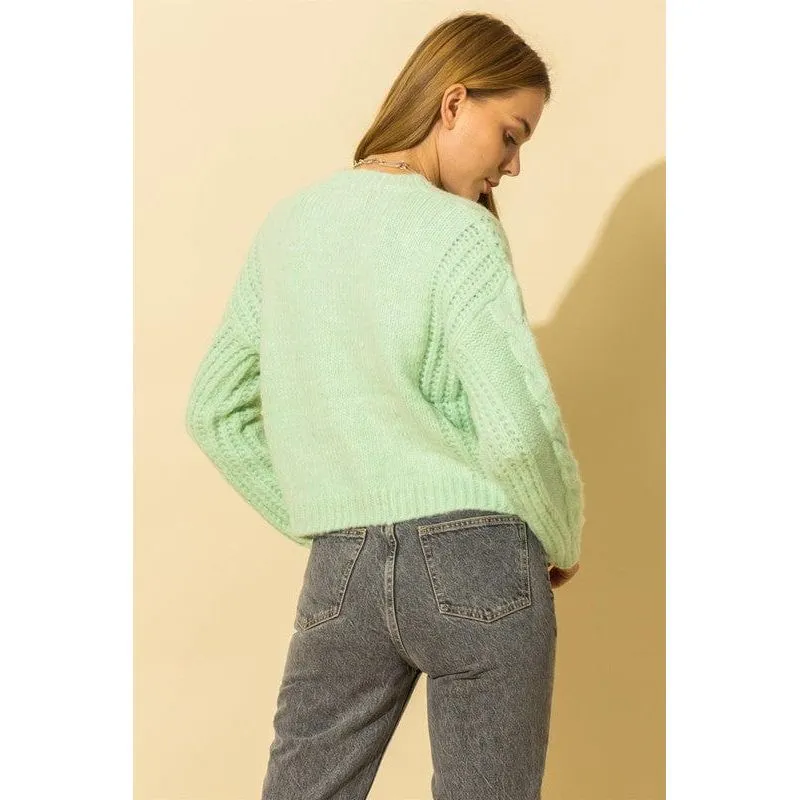 Cable Knit With Button Down Cardigan