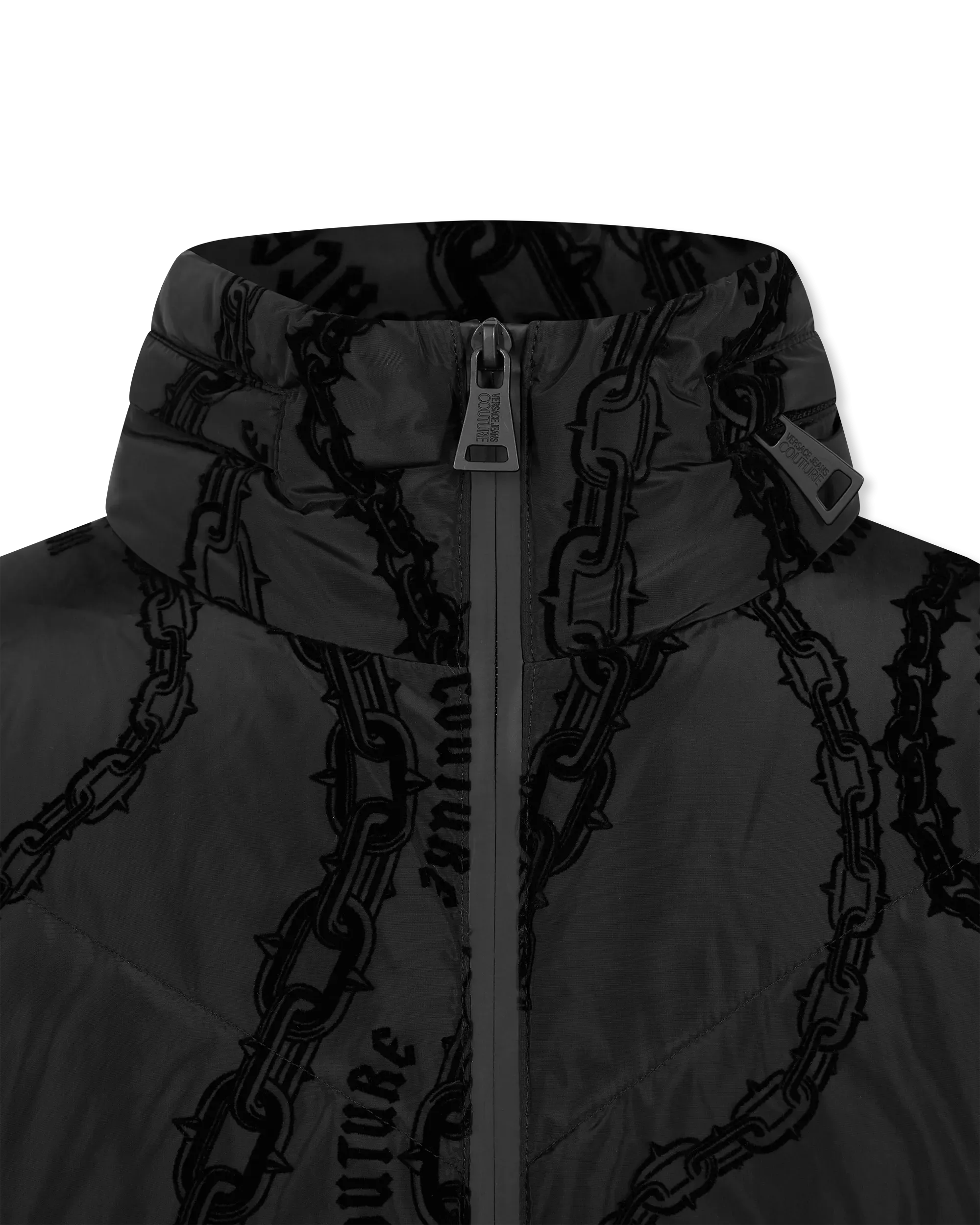 Chain Couture Quilted Puffer Jacket