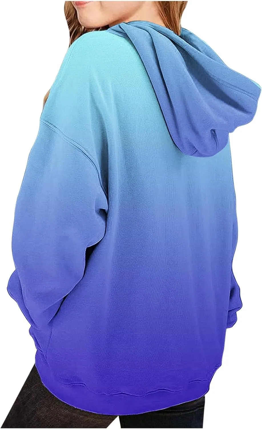 Cute Hoodies for Teen Girls Trendy Preppy Hooded Sweatshirts Oversized Long Sleeve Shirts Gradient Clothes for Girls