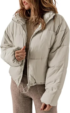 Dokotoo Womens Winter Quilted Jackets Long Sleeve Full Zip Puffer Jacket Coats with Pockets