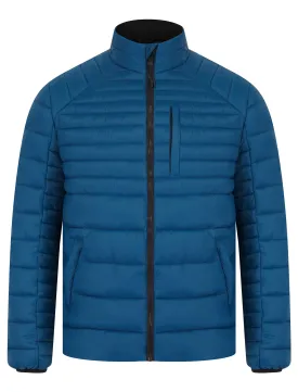 Ector Mult-Pocket Funnel Neck Quilted Puffer Jacket with Fleece Lined Collar in Petrol Blue - Tokyo Laundry