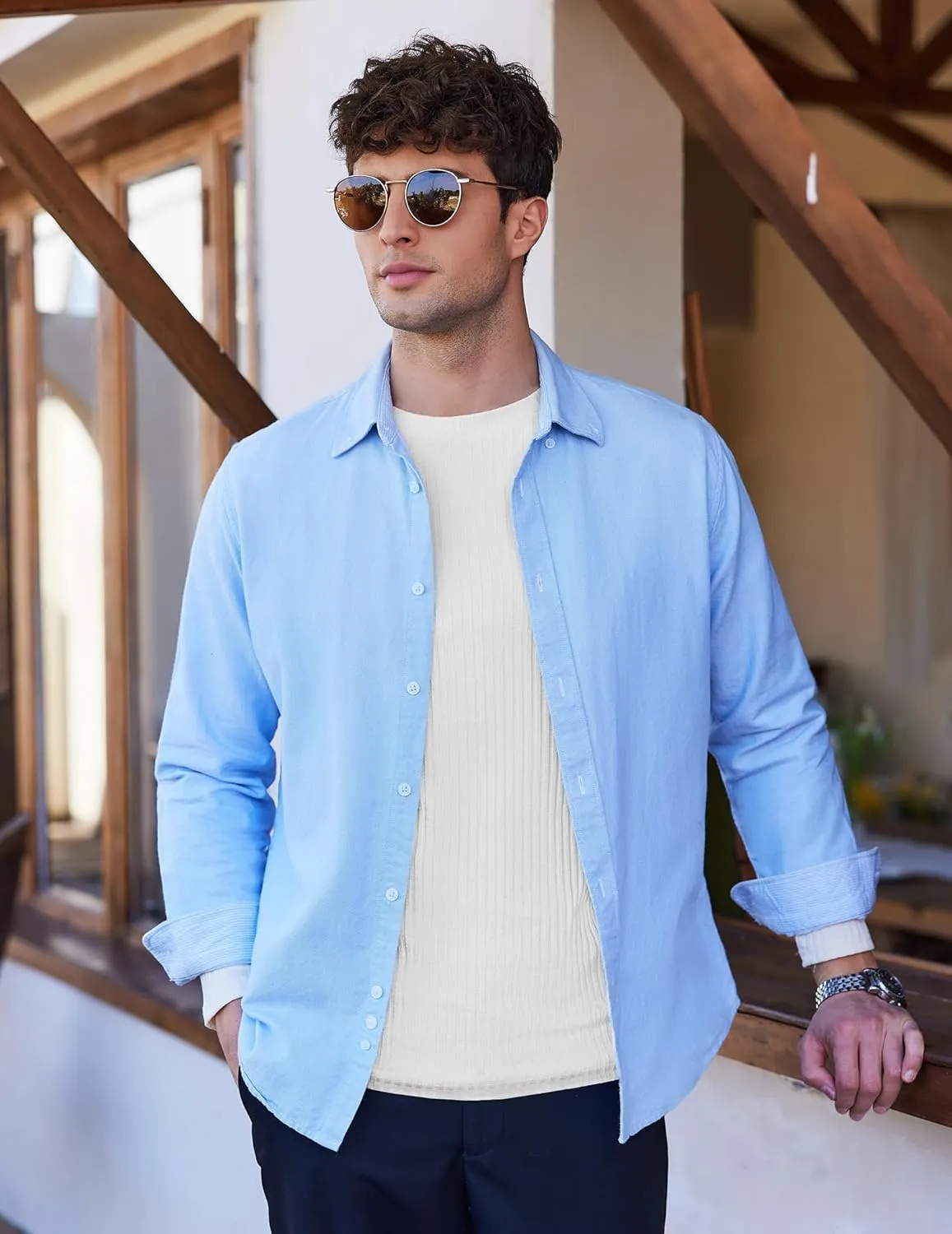 Ekouaer Men's Long Sleeve Shirts Ribbed Pullover Sweater Sim Fit Thermal Tops Crew Neck Stretchy Undershirts S-XXL
