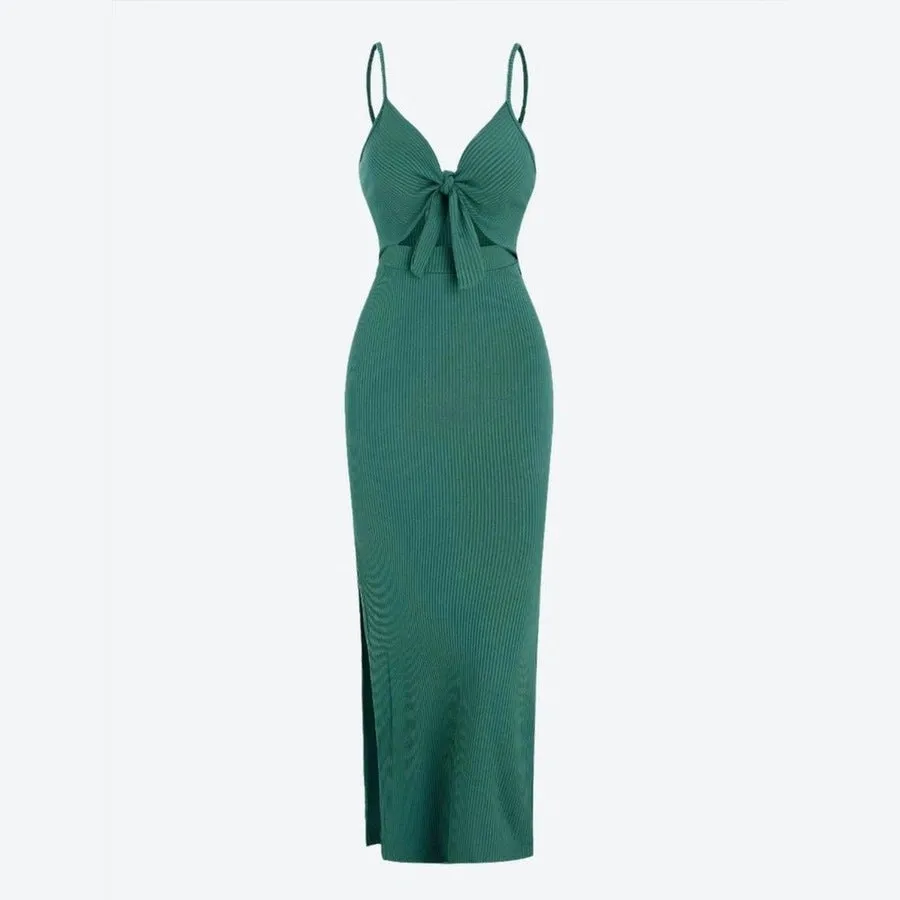 Elegant Ribbed Knit Midi Dresses