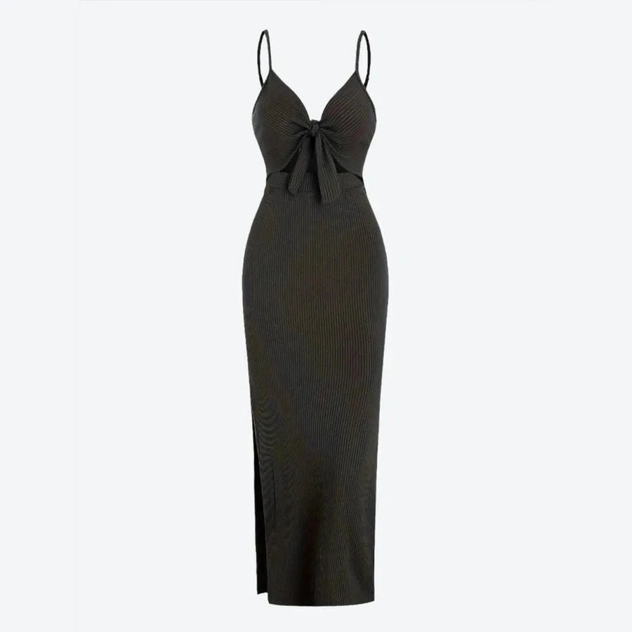 Elegant Ribbed Knit Midi Dresses