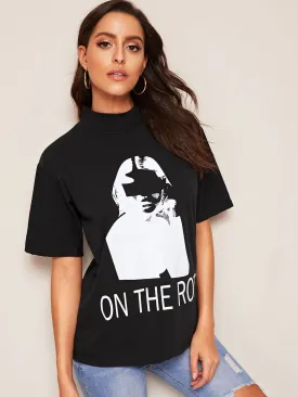 Figure & Slogan Graphic Tee