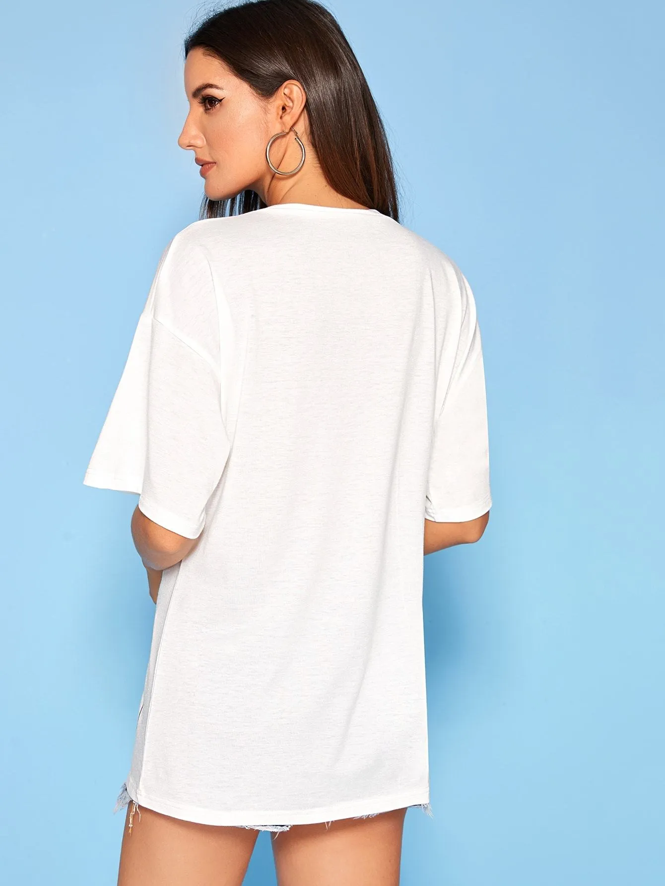 Figure Print Drop Shoulder Tee