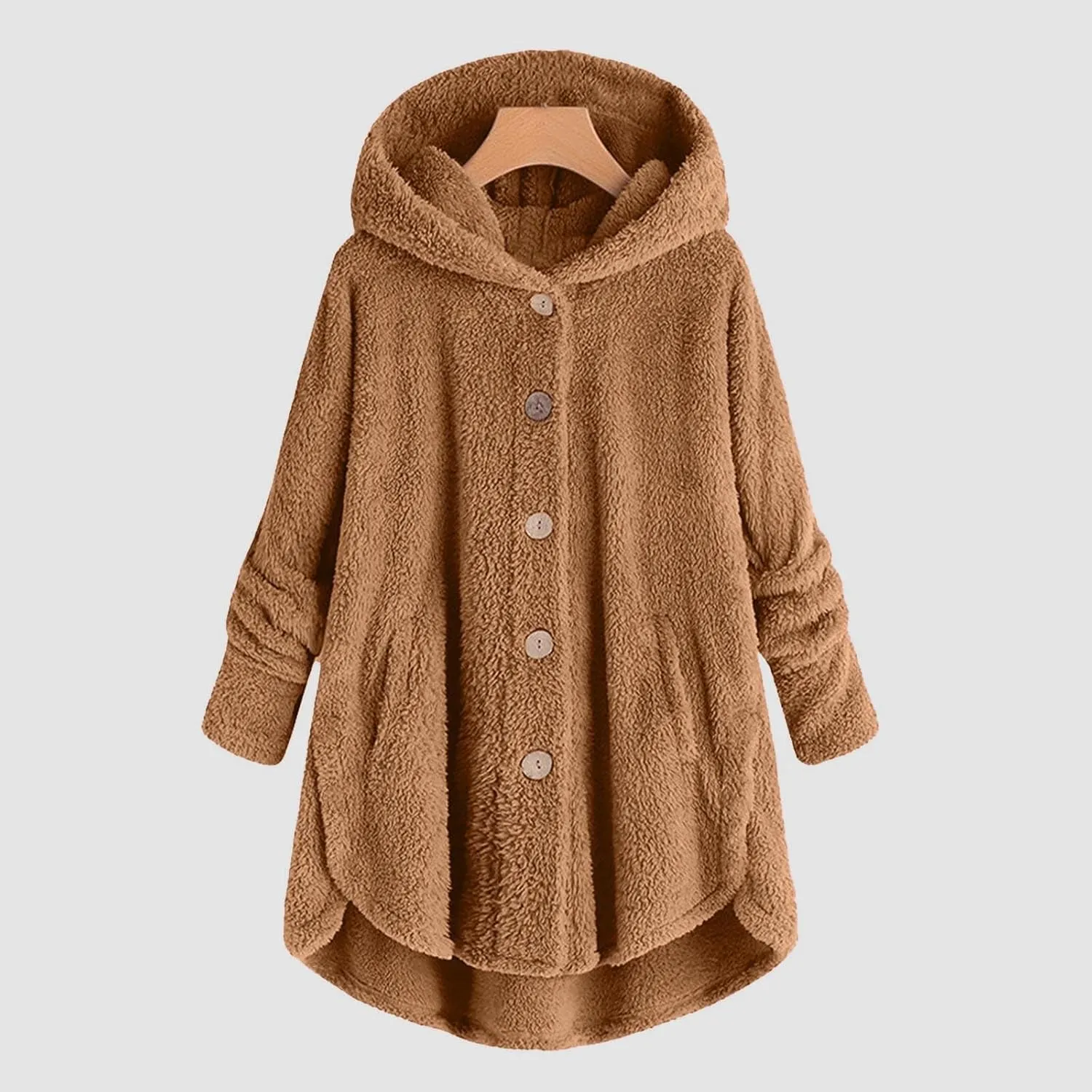 Fur Coats for Women Hooded Fall Winter Jackets 2023 Solid Women's Fleece Jackets & Coats Fuzzy Faux Fur Teddy Jacket