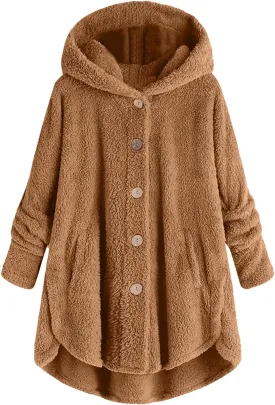 Fur Coats for Women Hooded Fall Winter Jackets 2023 Solid Women's Fleece Jackets & Coats Fuzzy Faux Fur Teddy Jacket