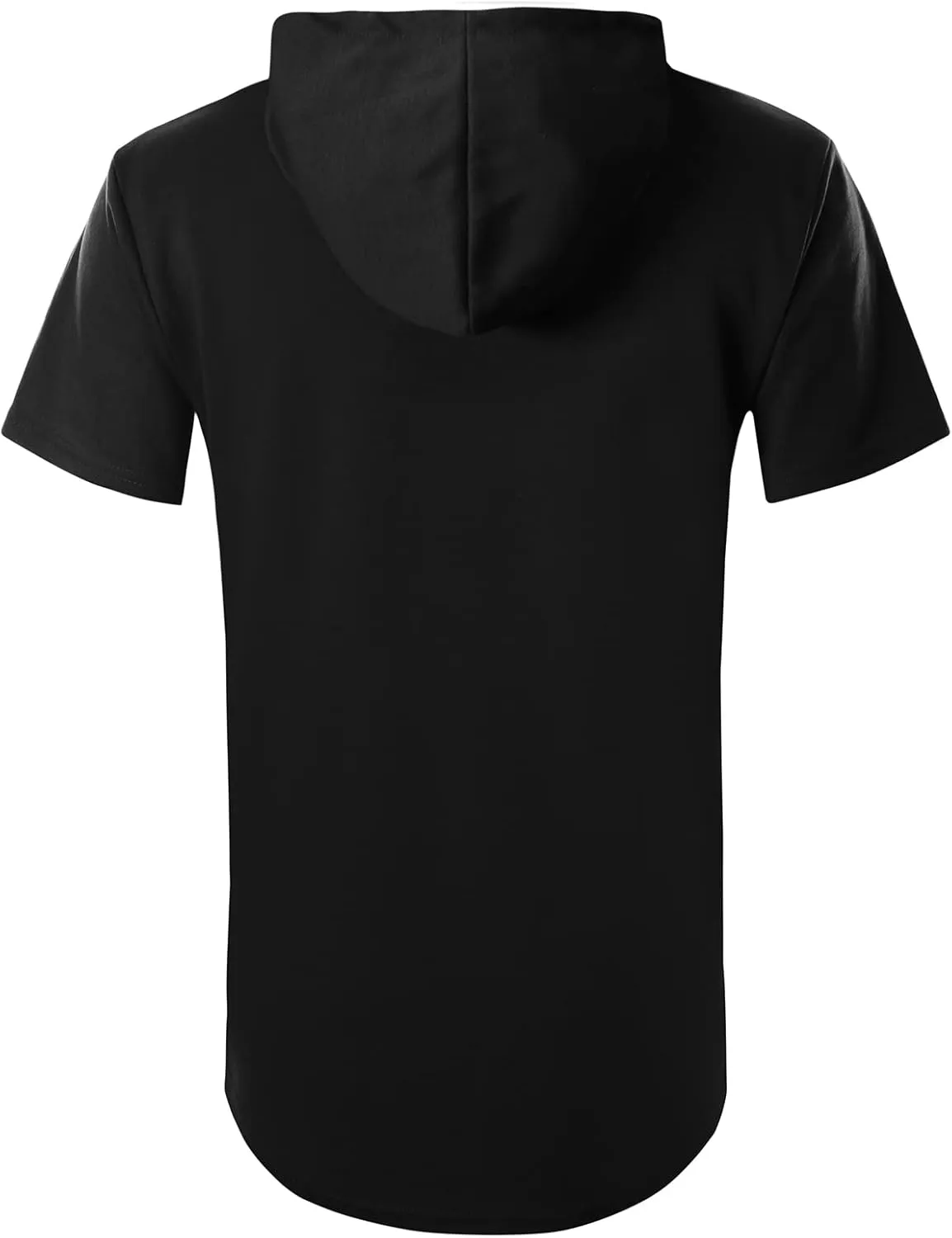 GIVON Men's Short Sleeve Pullover Hoodie Hipster Longline Hooded Shirt Lightweight Cotton Blend Casual Streetwear