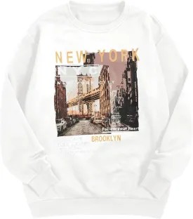 GORGLITTER Men's Letter Graphic Sweatshirt Casual Crew Neck Sweatshirt Long Sleeve Pullovers Top