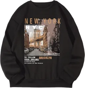 GORGLITTER Men's Letter Graphic Sweatshirt Casual Crew Neck Sweatshirt Long Sleeve Pullovers Top