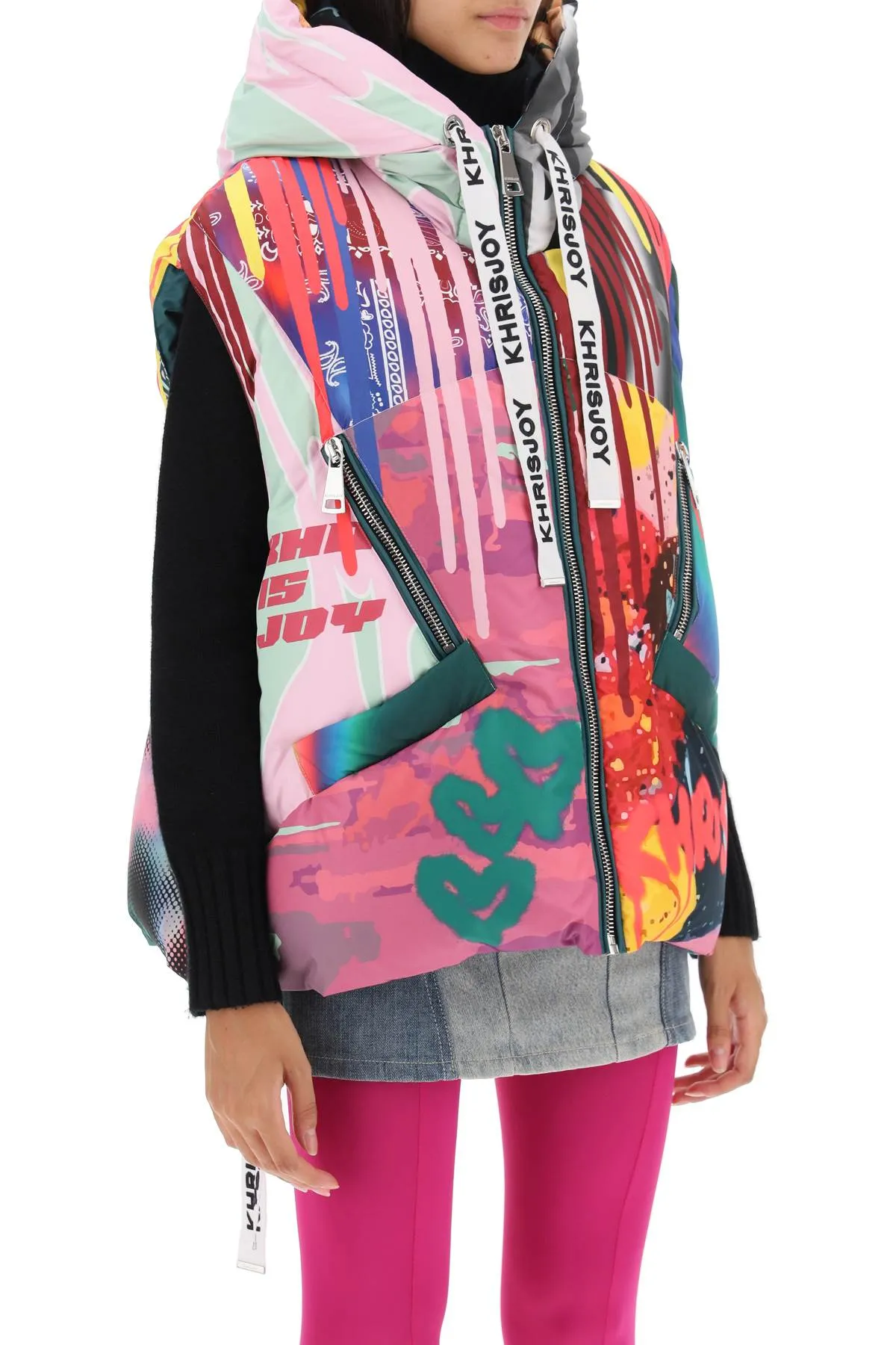 graffiti print iconic down vest