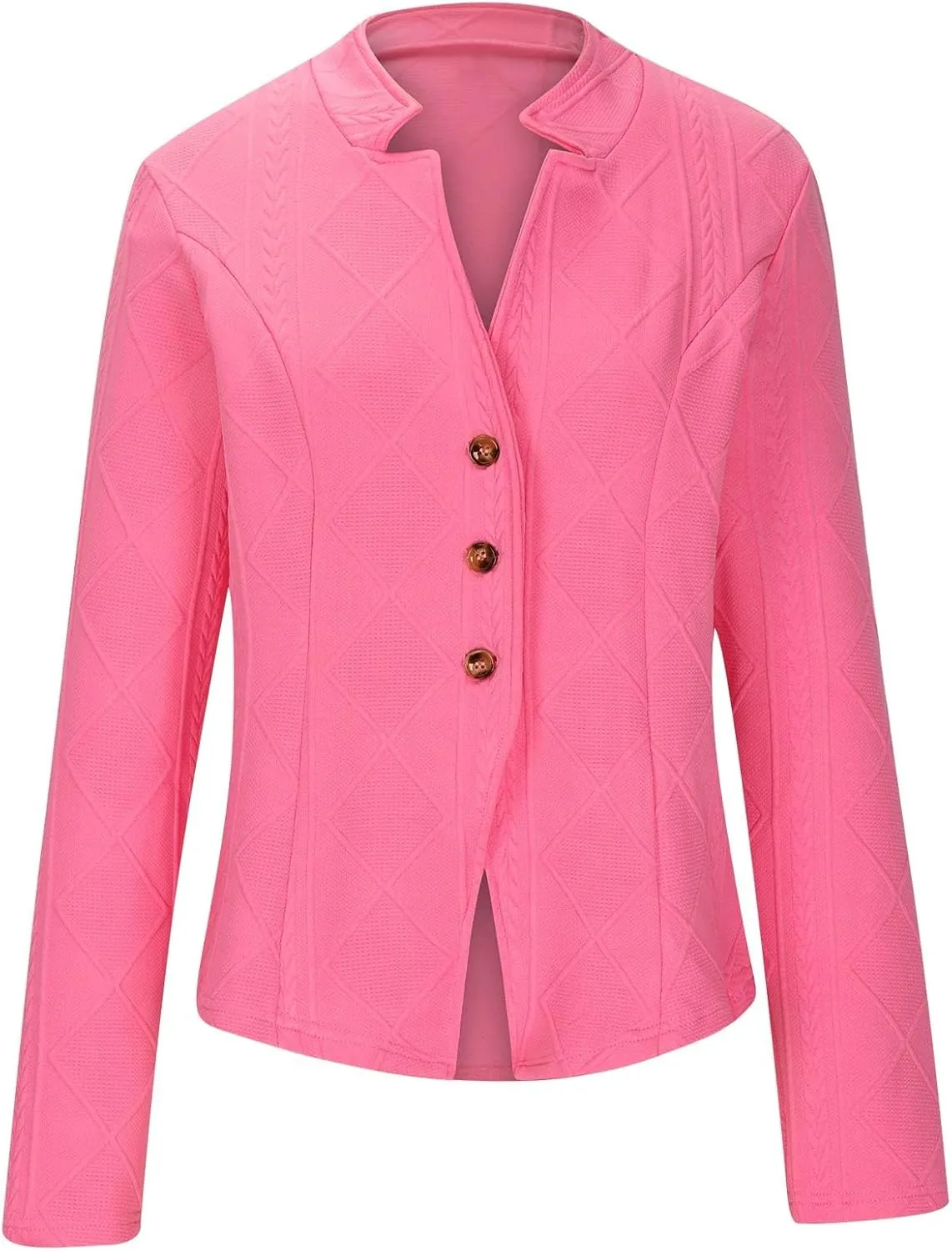 HGps8w Women's Jacquard Cropped Office Jackets, Dressy Stand Collar Business Casual Button Up Elegant Outerwear Coats