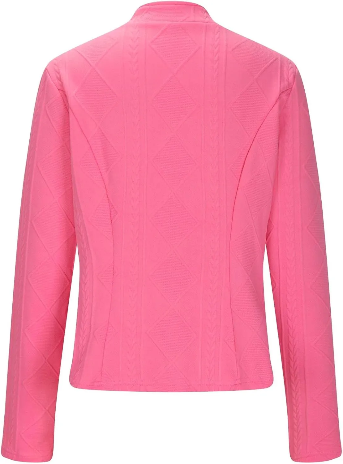 HGps8w Women's Jacquard Cropped Office Jackets, Dressy Stand Collar Business Casual Button Up Elegant Outerwear Coats