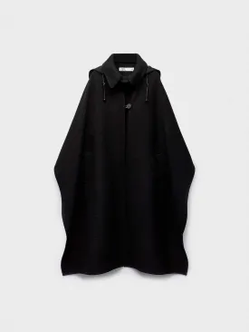 Hooded wool-blend cape