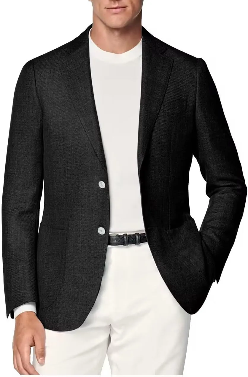 HUUTOE Mens Linen Sports Jacket for Men Causal Lightweight Blazers and Sport Coats Linen Suit for Men Beach Wedding
