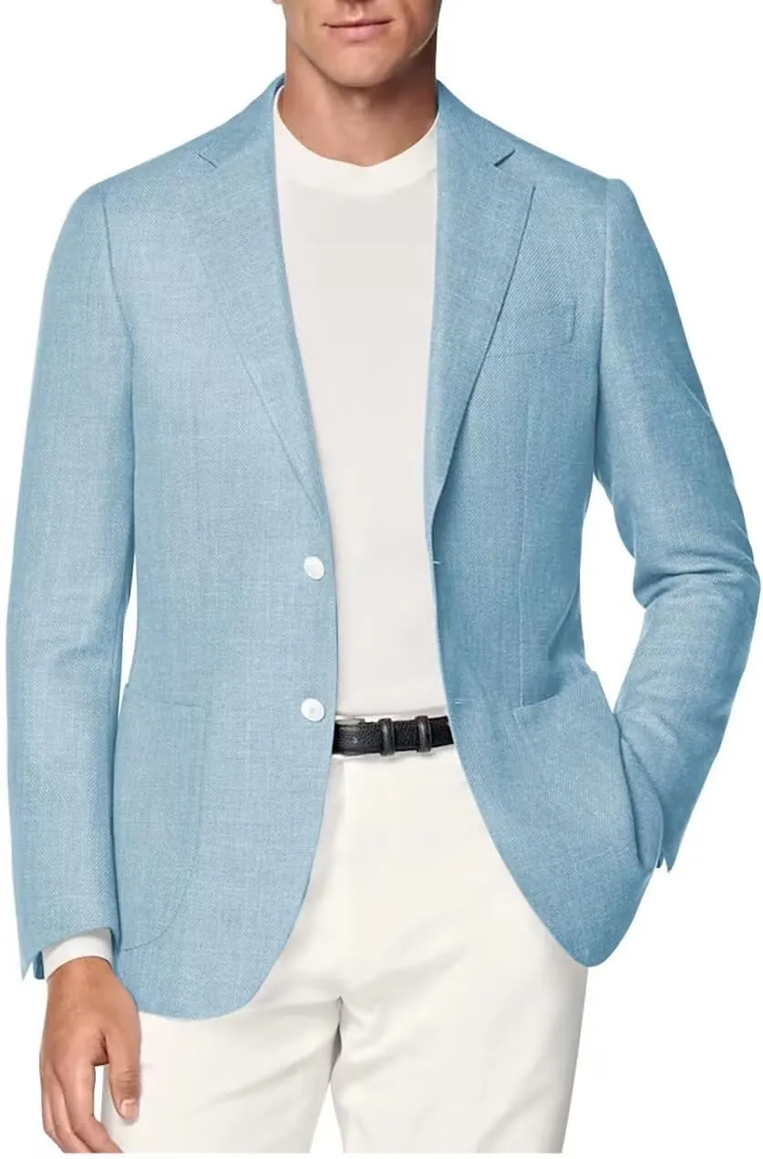 HUUTOE Mens Linen Sports Jacket for Men Causal Lightweight Blazers and Sport Coats Linen Suit for Men Beach Wedding