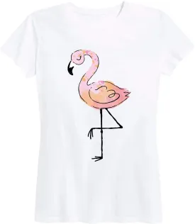 Instant Message - Flamingo Watercolor - Women's Short Sleeve Graphic T-Shirt