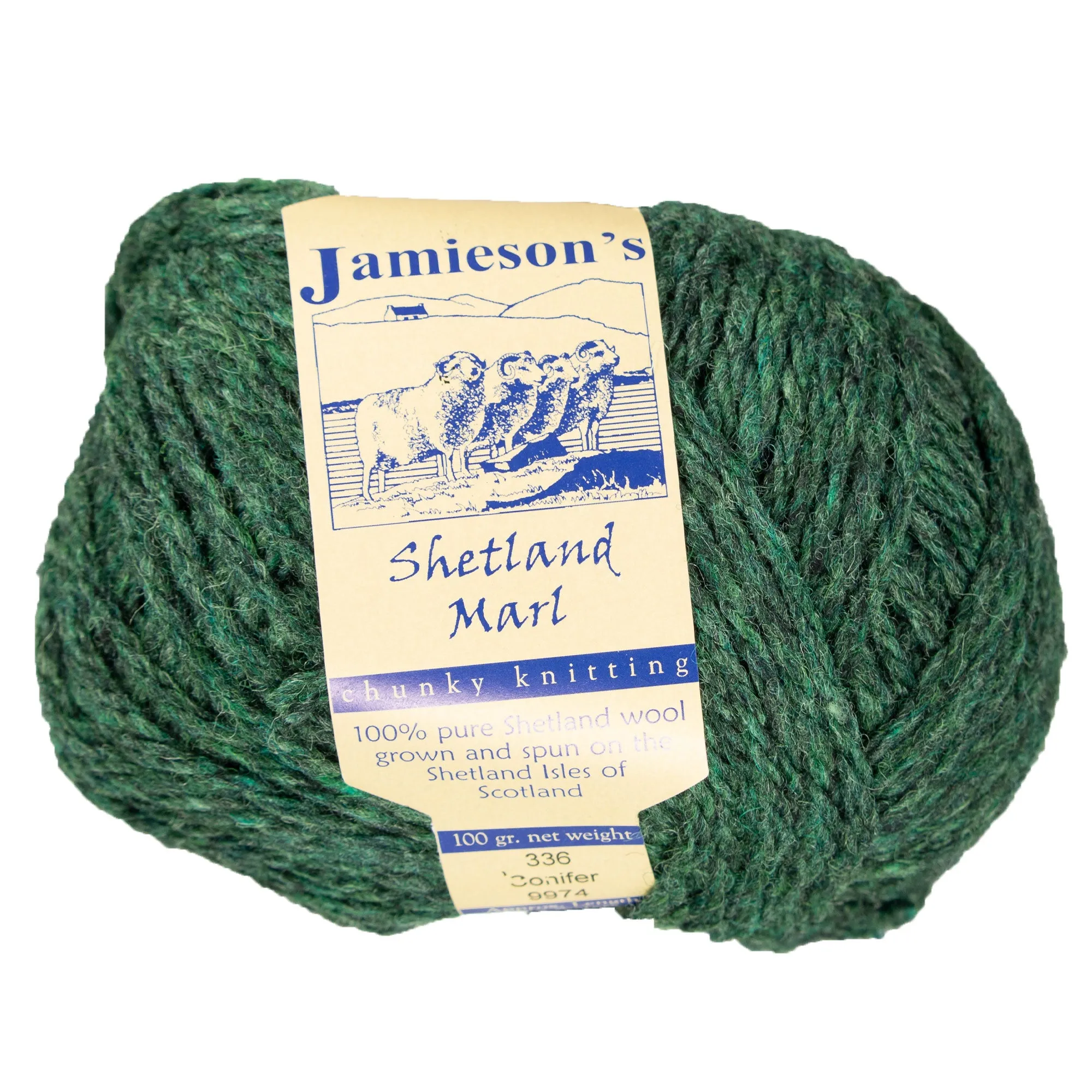 Jamieson's of Shetland Marl Chunky Yarn - 336 Conifer