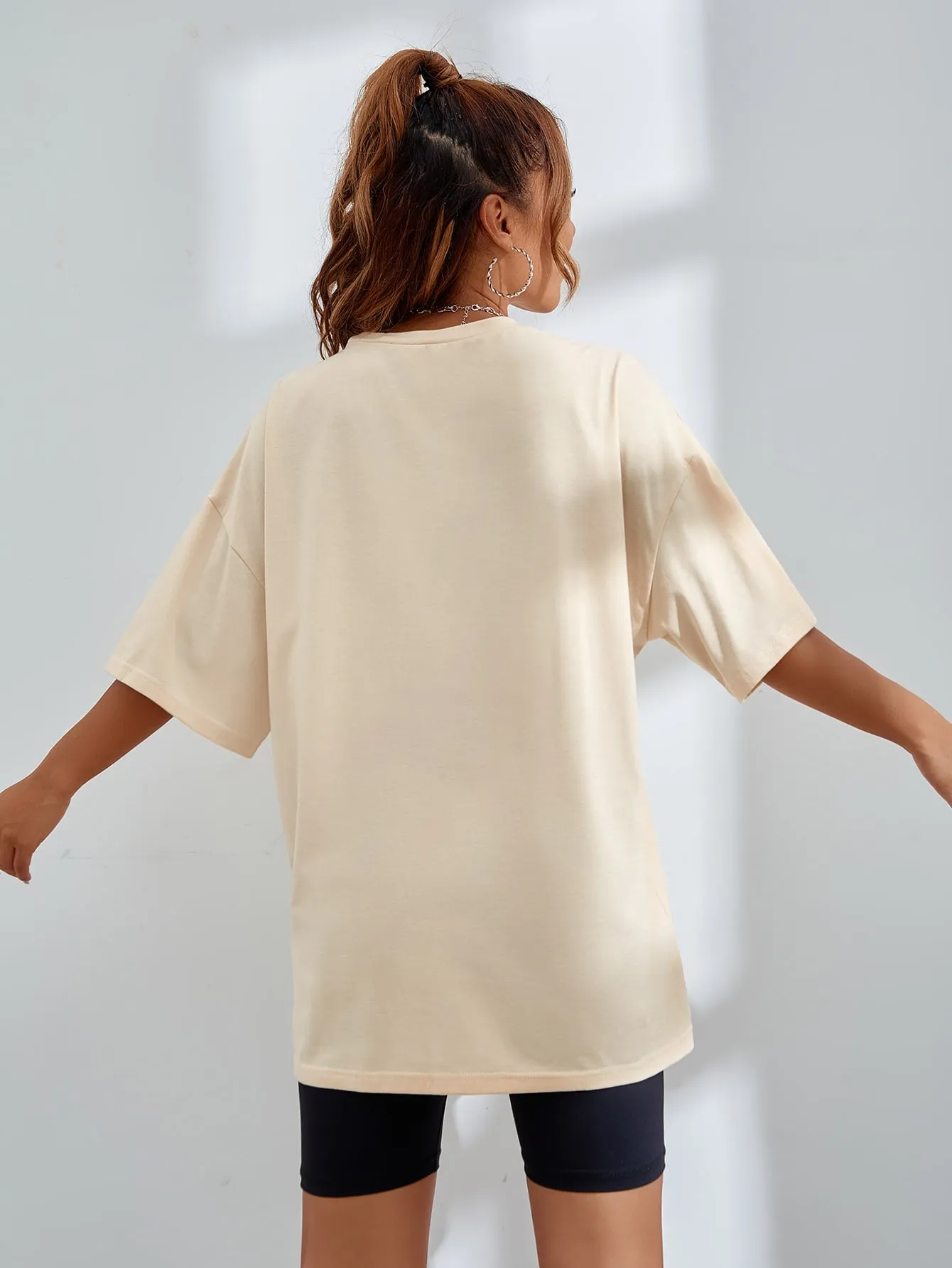 Letter Graphic Oversized Longline Tee