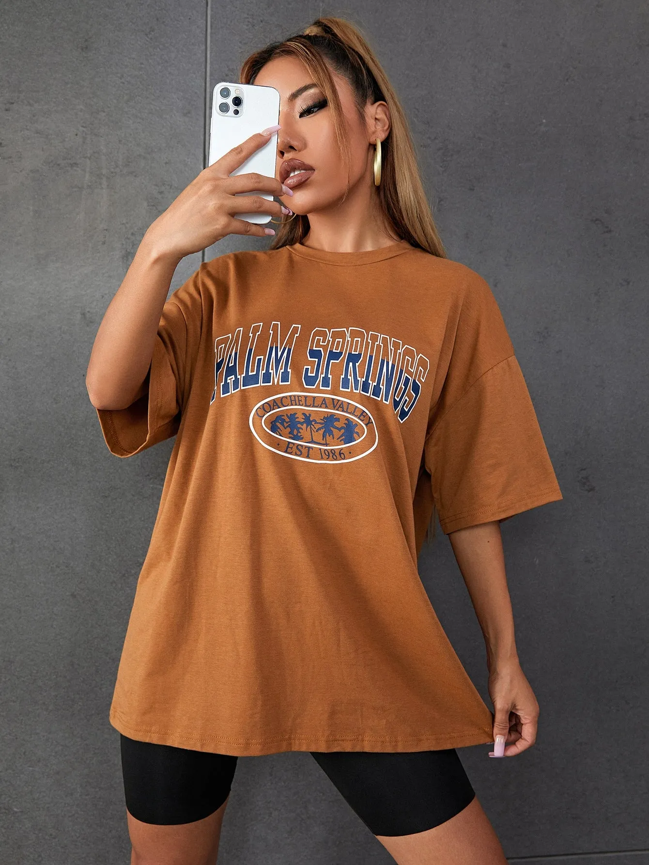 Letter Graphic Oversized Longline Tee