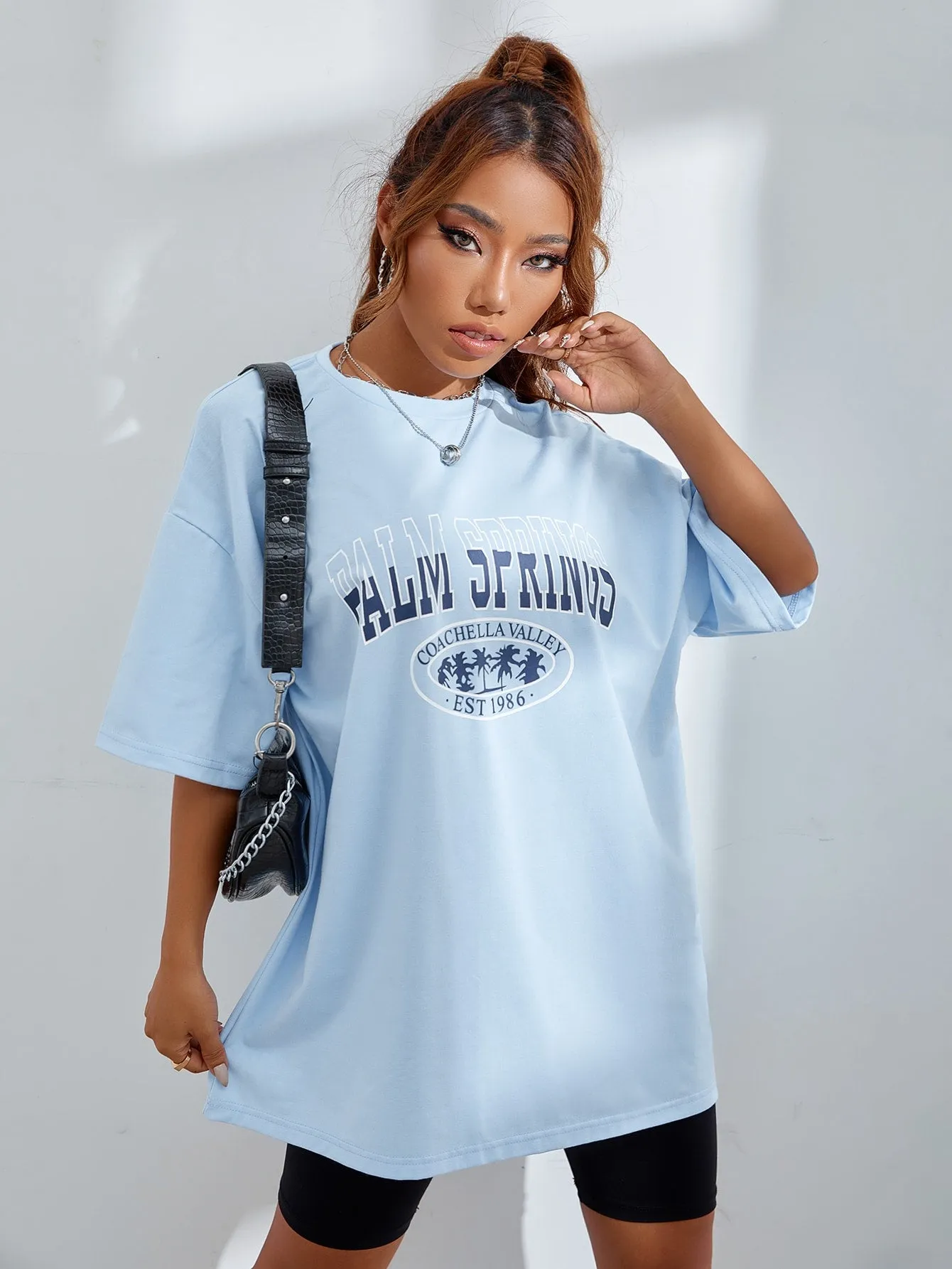 Letter Graphic Oversized Longline Tee
