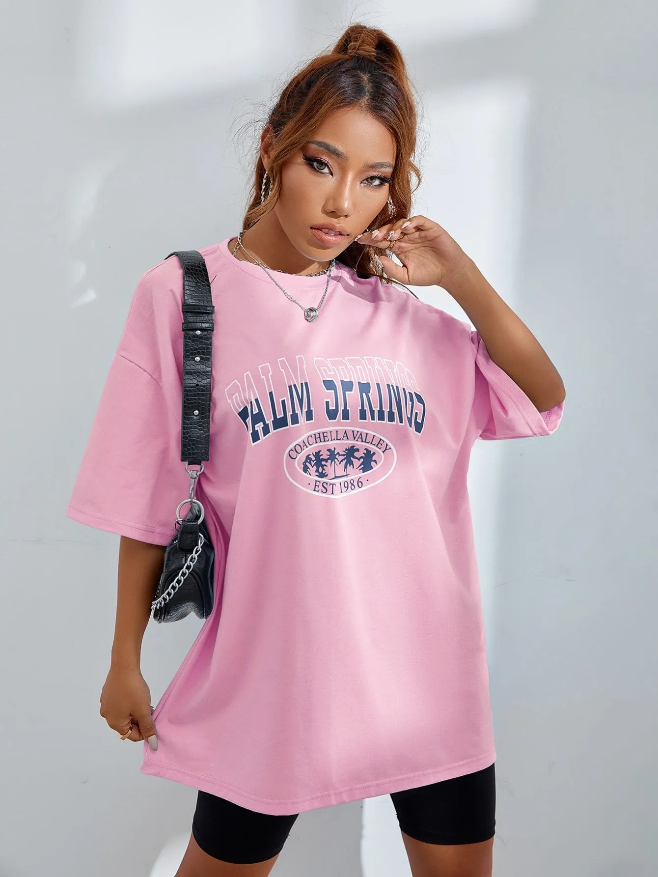 Letter Graphic Oversized Longline Tee