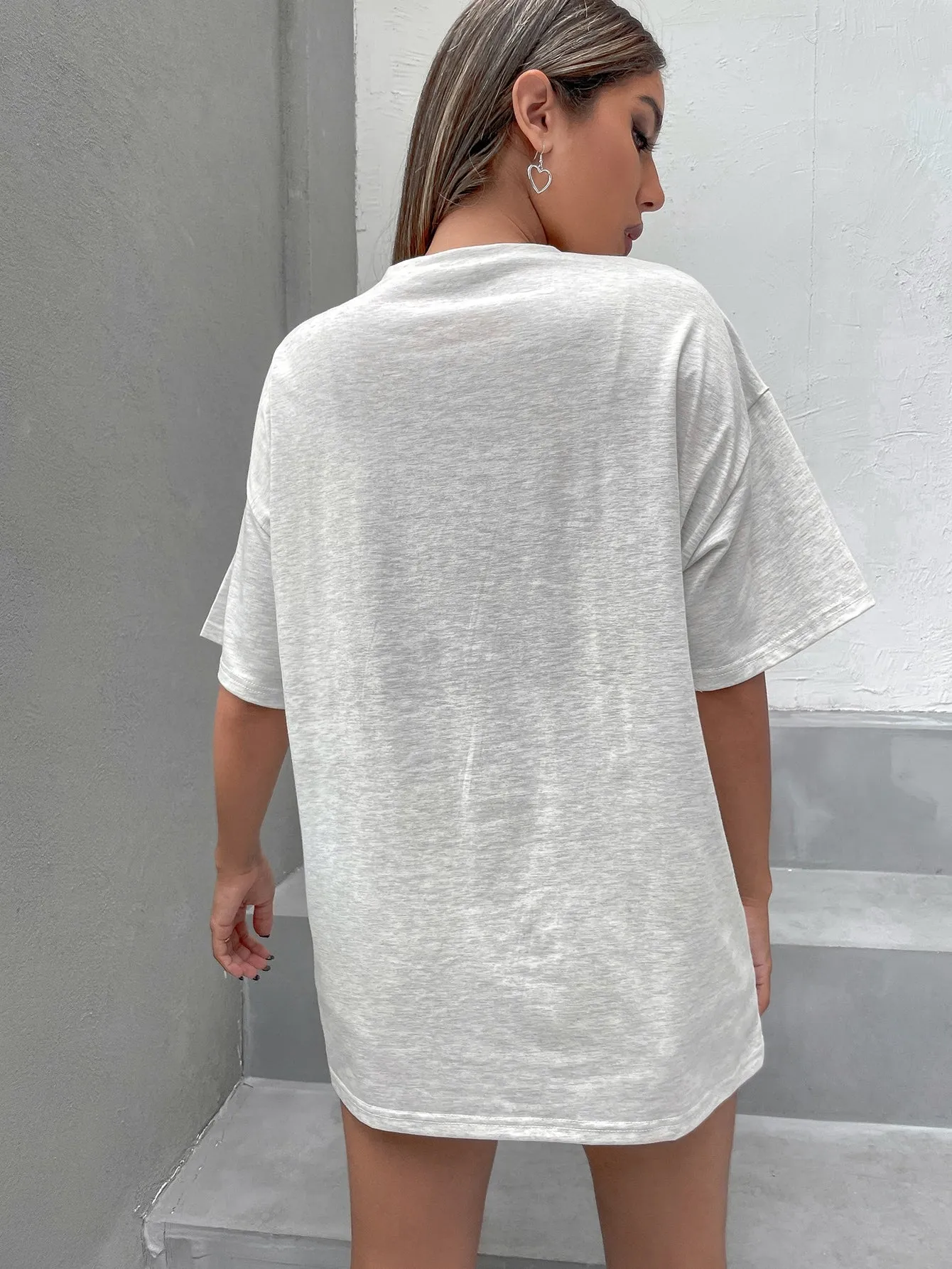 Letter Graphic Oversized Longline Tee