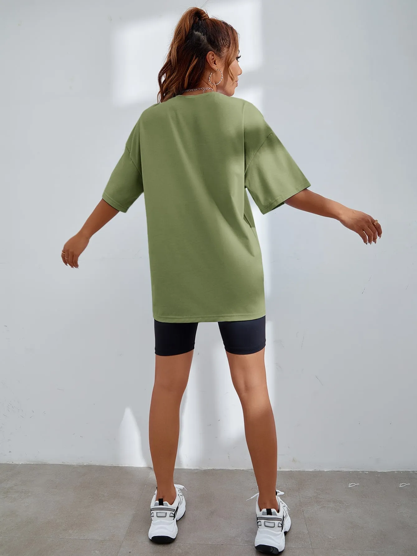 Letter Graphic Oversized Longline Tee