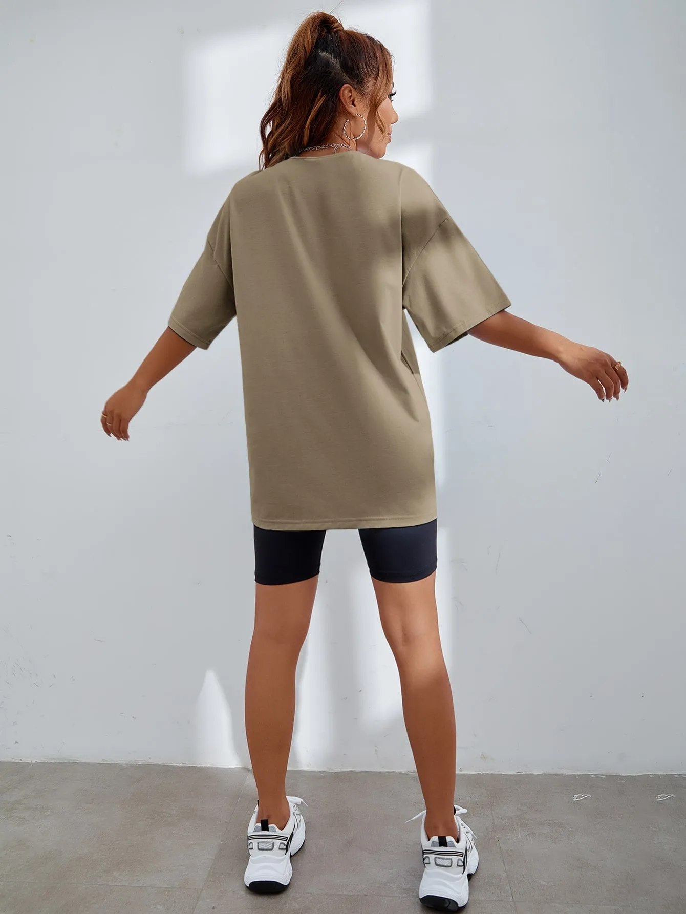 Letter Graphic Oversized Longline Tee