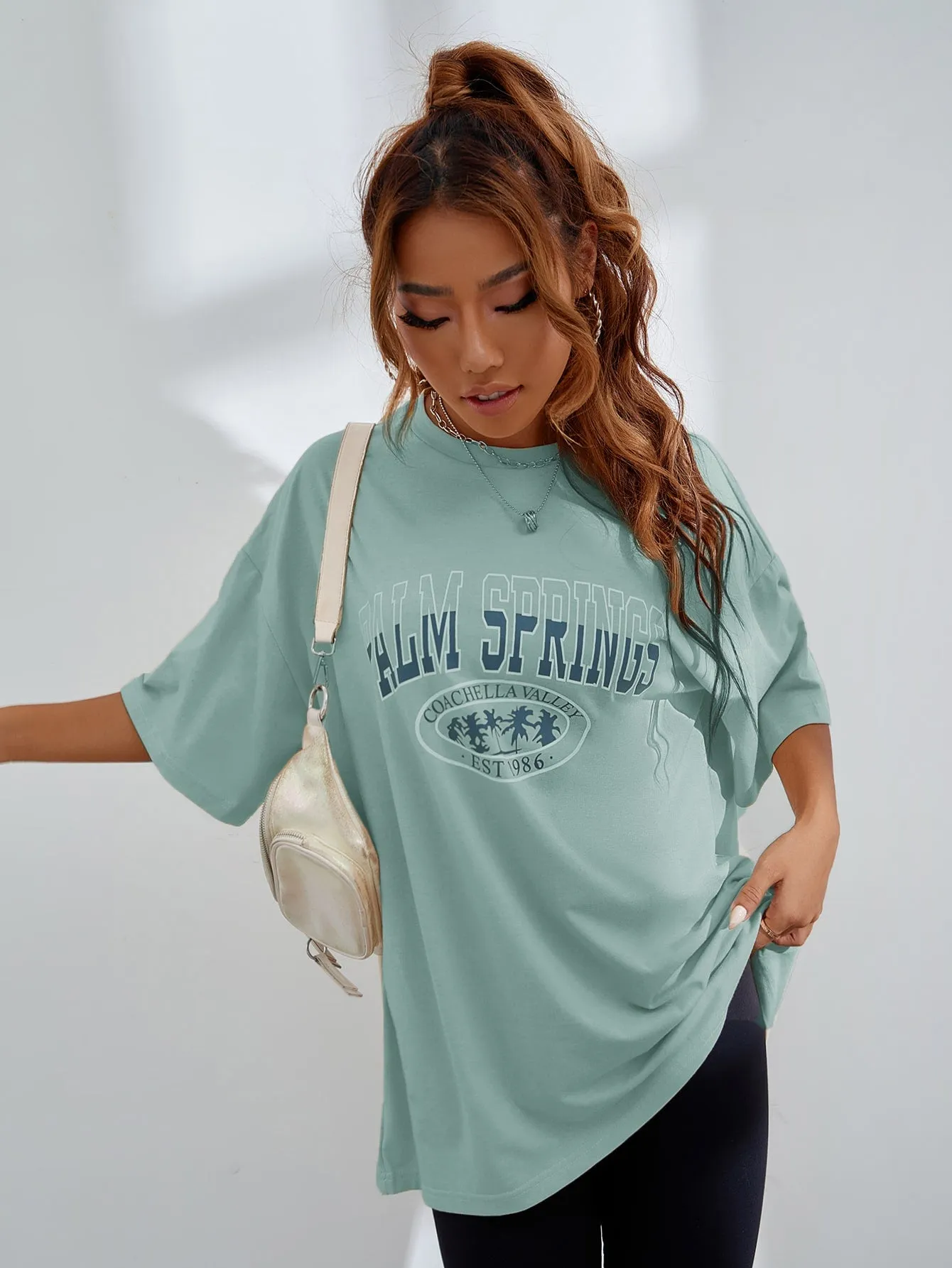 Letter Graphic Oversized Longline Tee