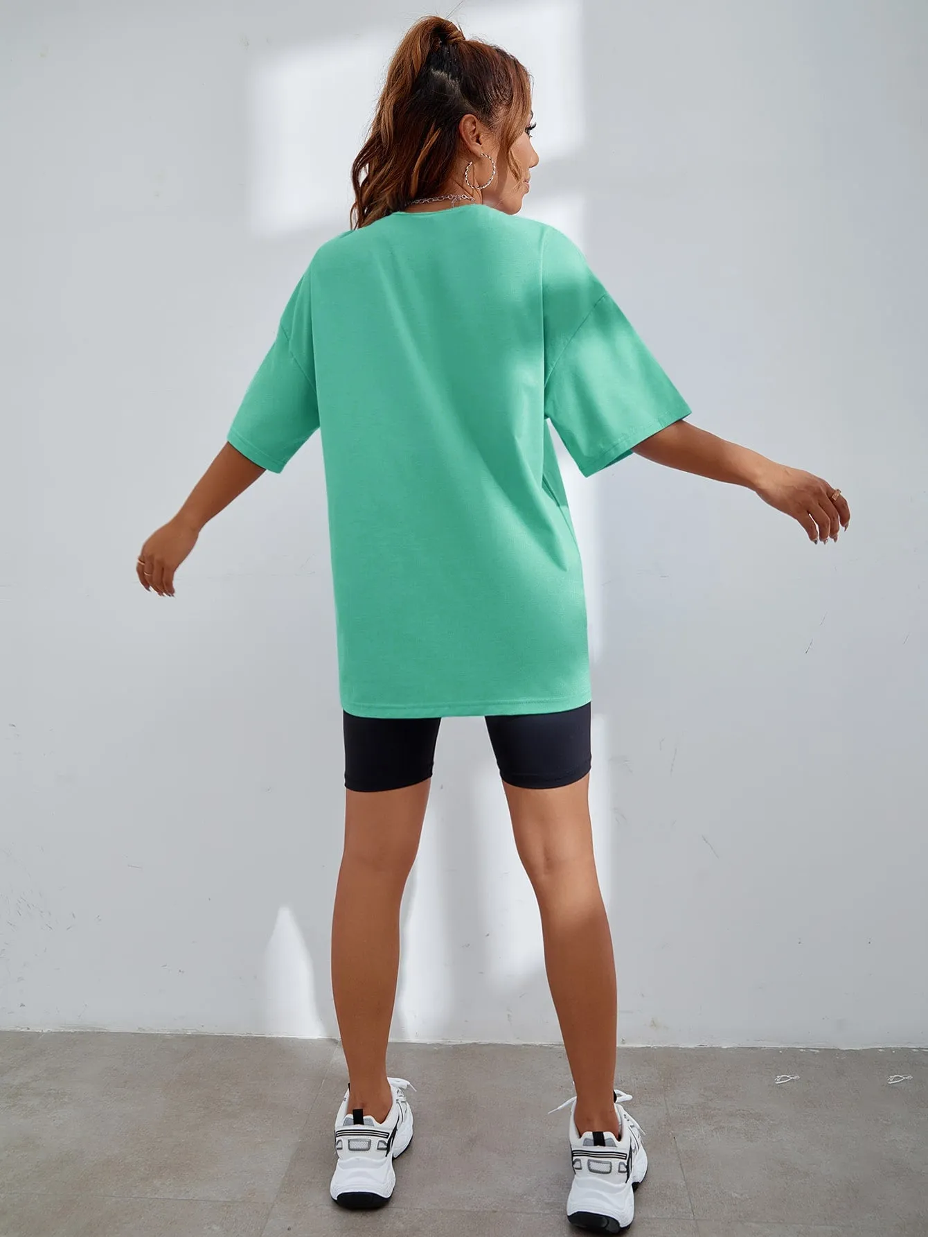 Letter Graphic Oversized Longline Tee