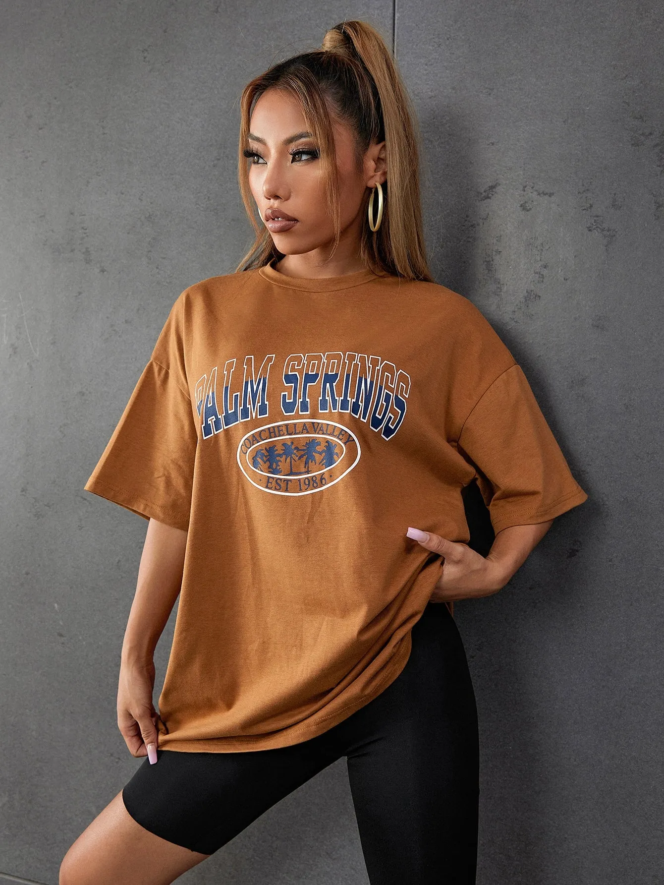 Letter Graphic Oversized Longline Tee