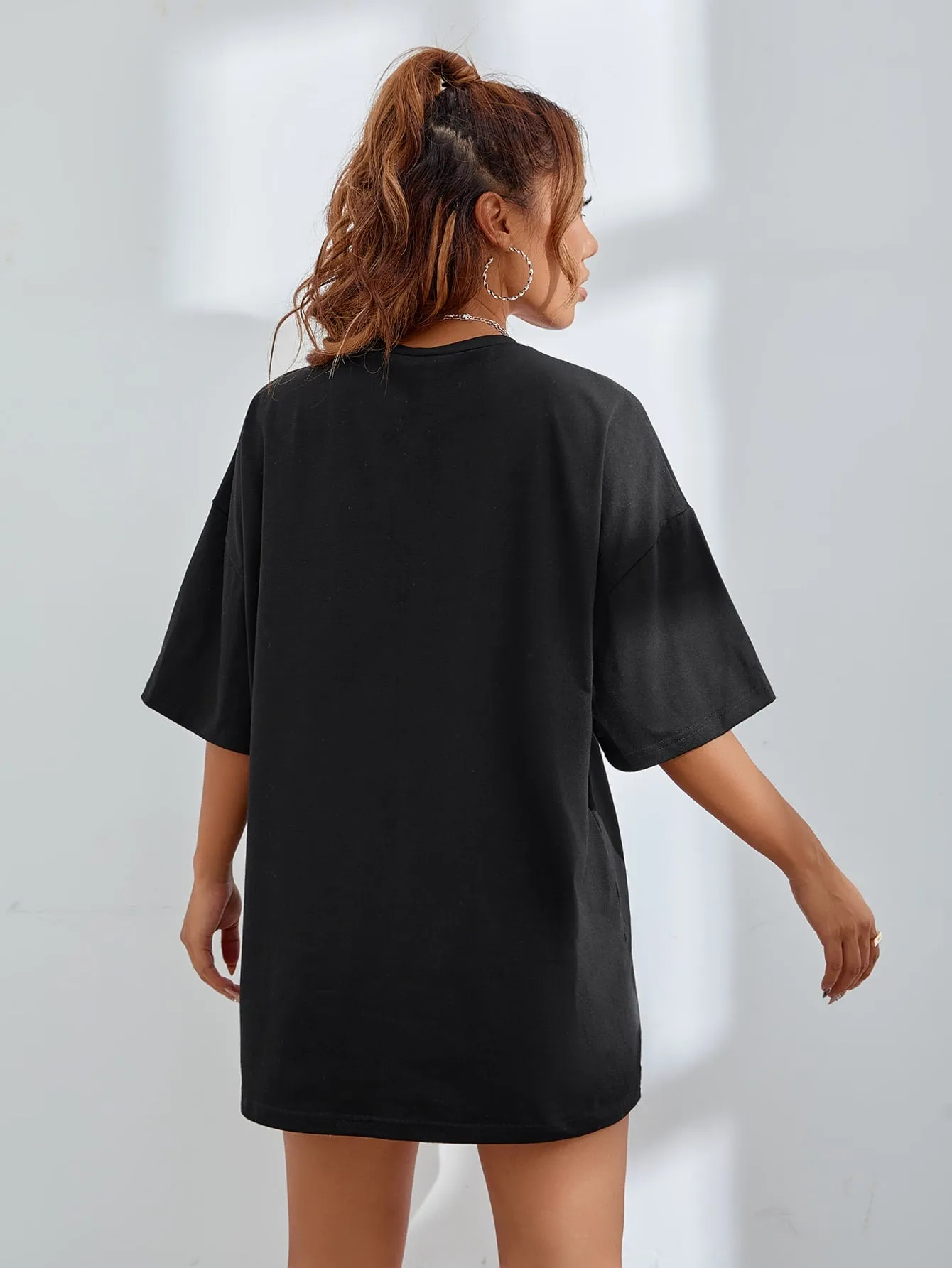 Letter Graphic Oversized Longline Tee