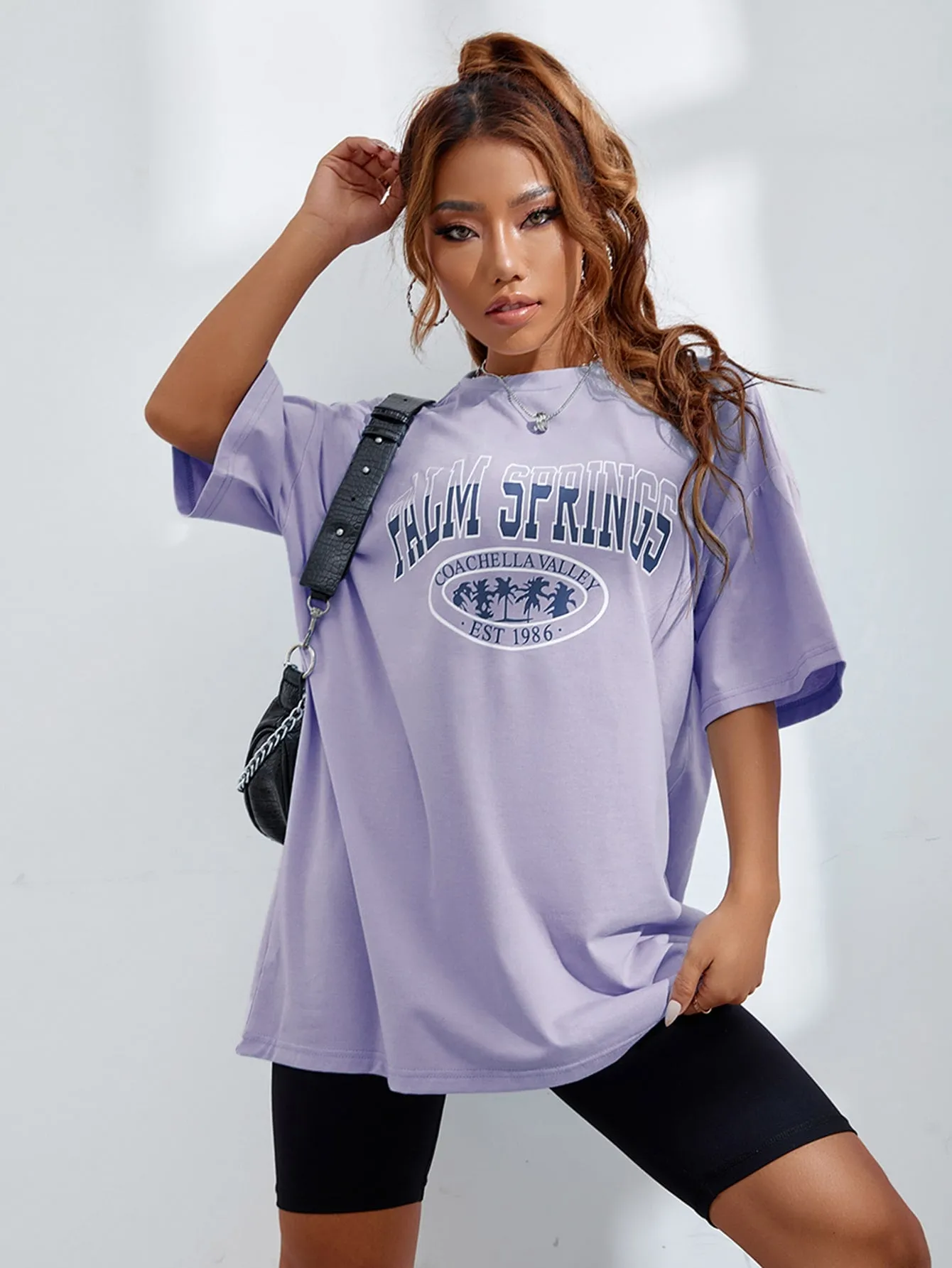 Letter Graphic Oversized Longline Tee
