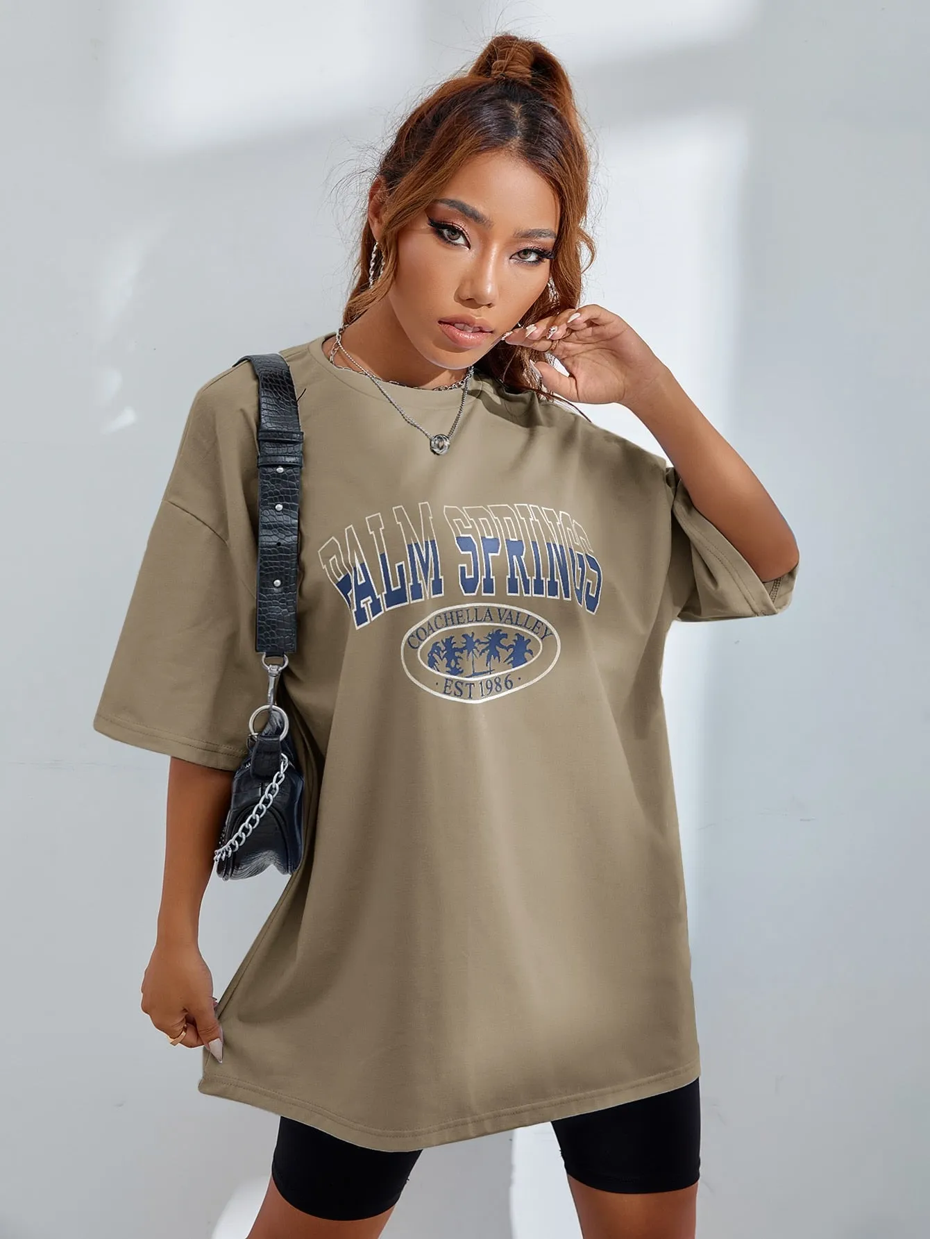 Letter Graphic Oversized Longline Tee