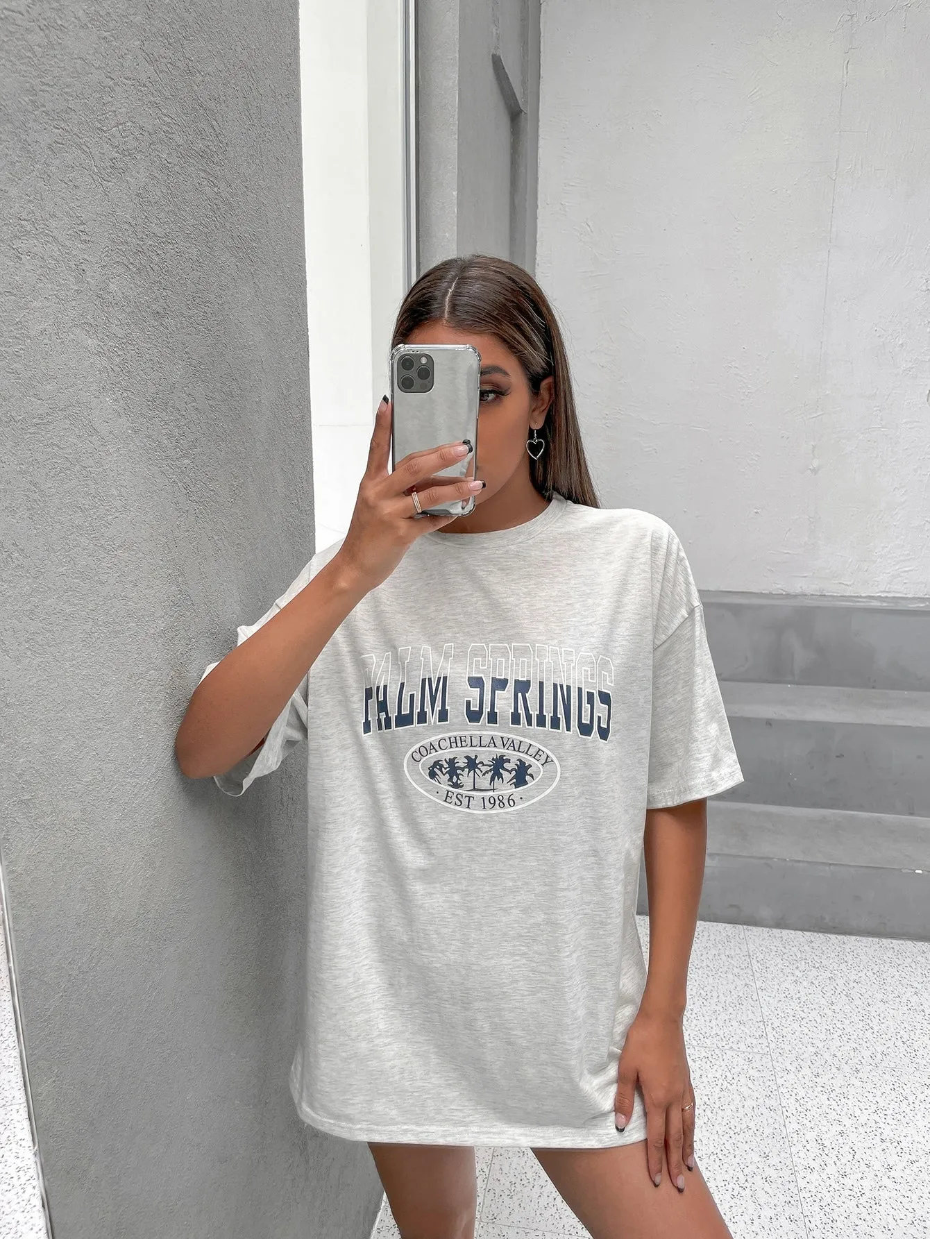 Letter Graphic Oversized Longline Tee