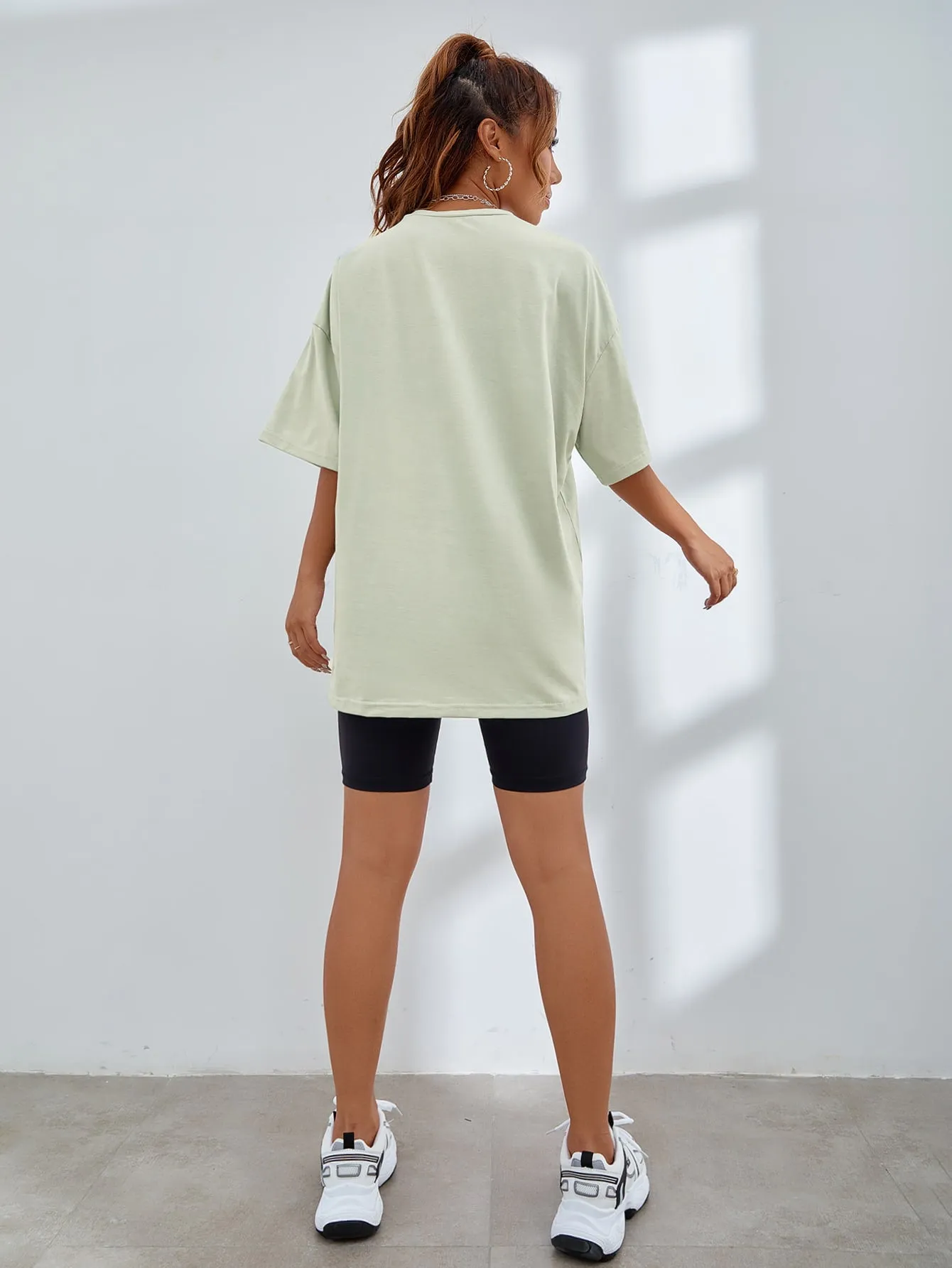 Letter Graphic Oversized Longline Tee