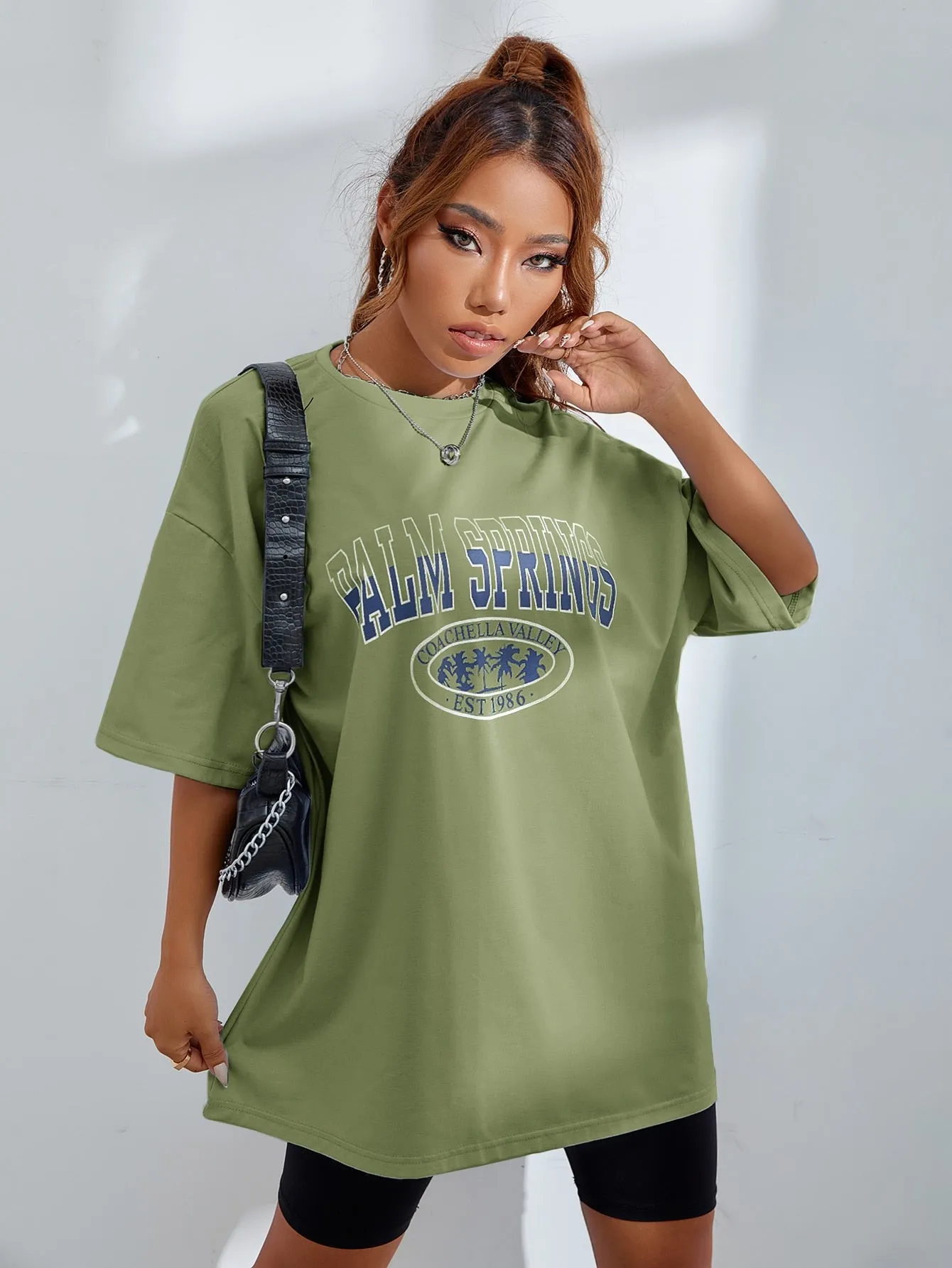 Letter Graphic Oversized Longline Tee