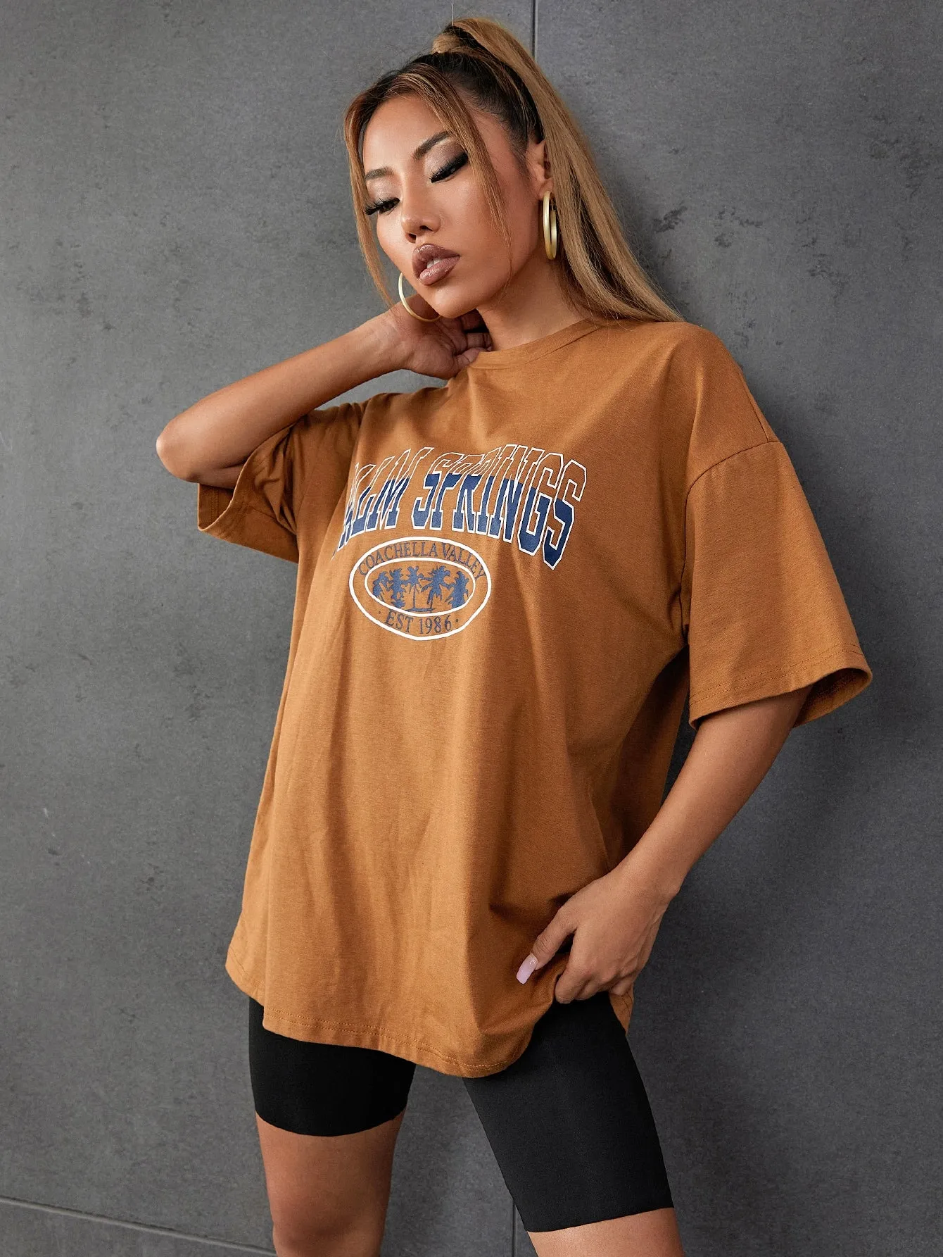 Letter Graphic Oversized Longline Tee